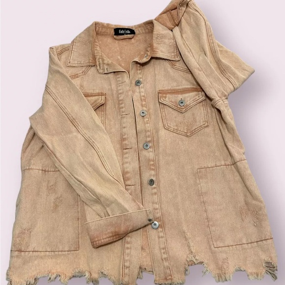 Fab’rik Faded Orange Denim Jacket Size Medium - Picture 4 of 5